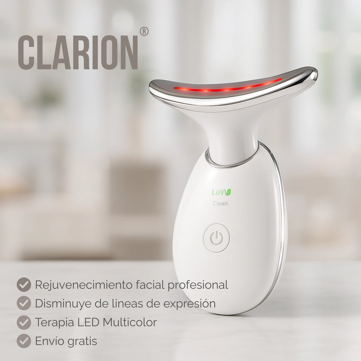 Clarion | Masajeador Facial Reafirmante con Luz LED