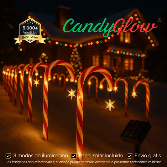 CandyGlow | Paquete X5 Luces Solares De Bastón De Caramelo