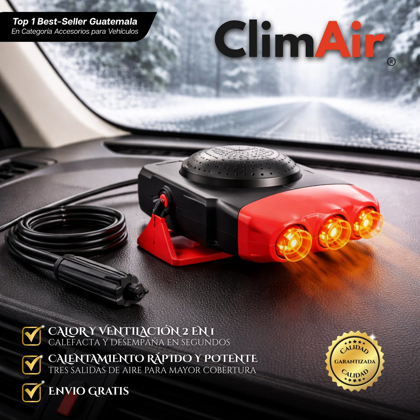 ClimAir | Calefactor Para Vehículo Portátil 2 en 1