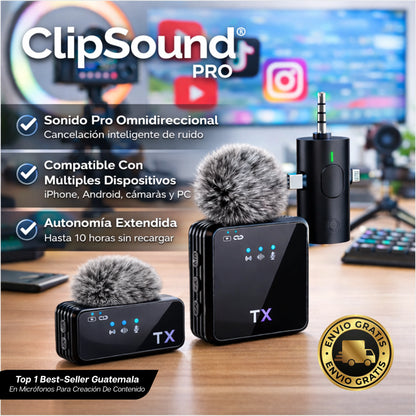 ClipSound Pro | Micrófono Inalámbrico de Solapa Profesional
