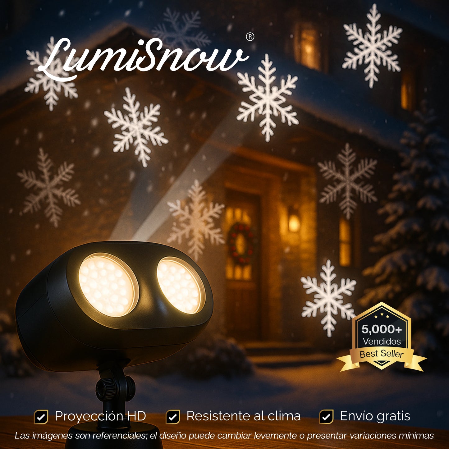 LumiSnow | Proyector Navideño Copos de Nieve HD