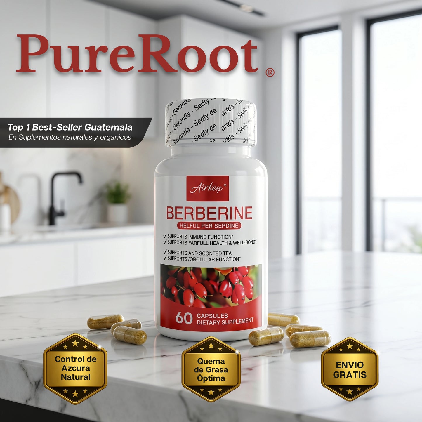 PureRoot | Berberina Pura para el Control del Azúcar, Colesterol y Peso