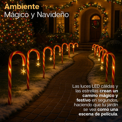 CandyGlow | Paquete X5 Luces Solares De Bastón De Caramelo