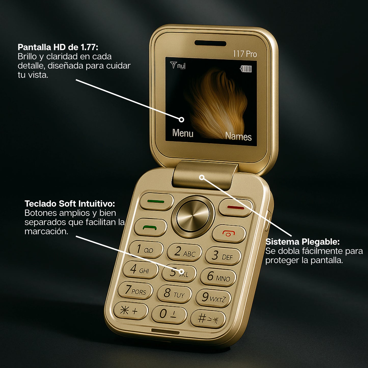 Lynk i17Pro | Teléfono Celular Plegable Multifunción