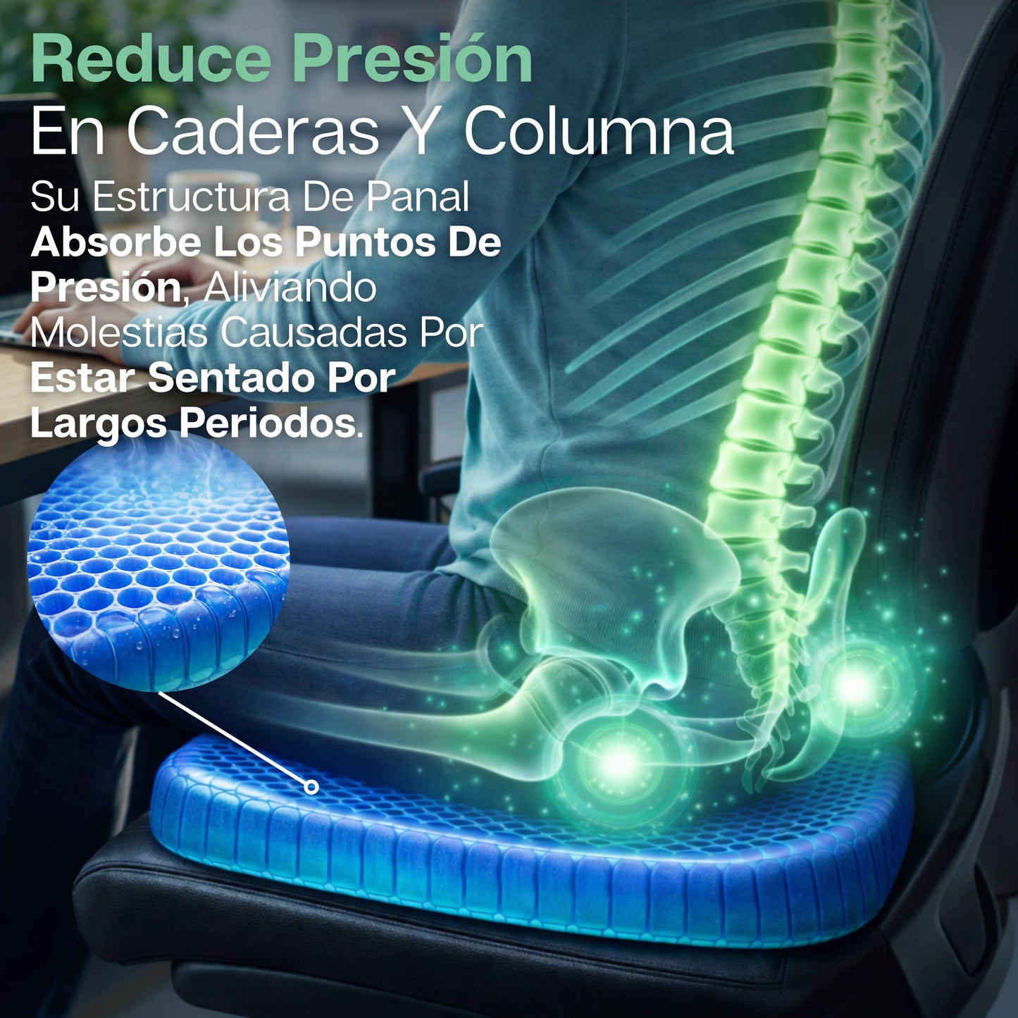 FlexSeat Pro | Almohada de Gel Ortopédica Absorbente