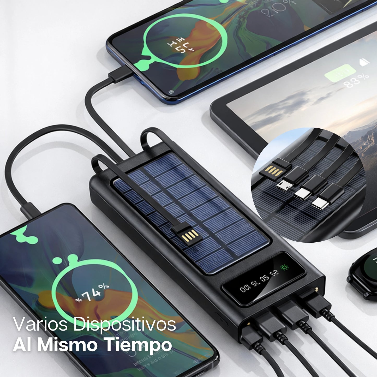 EcoVolt | Power Bank 100% Solar de 30000 Mah