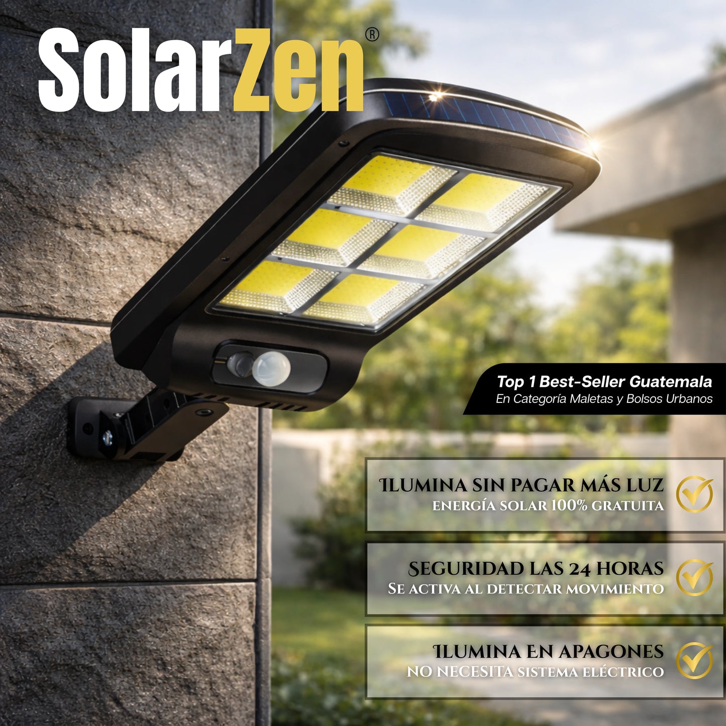 SolarZen | Lámpara Solar LED Con Sensor De Movimiento